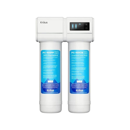 Sistema de filtración de agua debajo del fregadero con bloque de carbón de 2 etapas con monitor de pantalla digital.